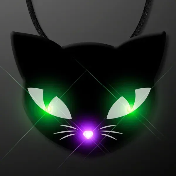 Spooky Cat Eyes Necklace, LED Halloween Jewelry — view 3