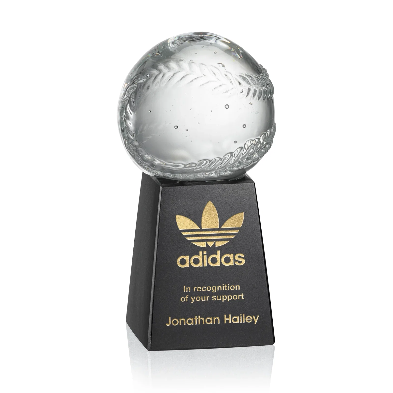 Custom Starfire Crystal Sports Ball Award in Your Choice of Sport, desk awards for corporate award ceremonies