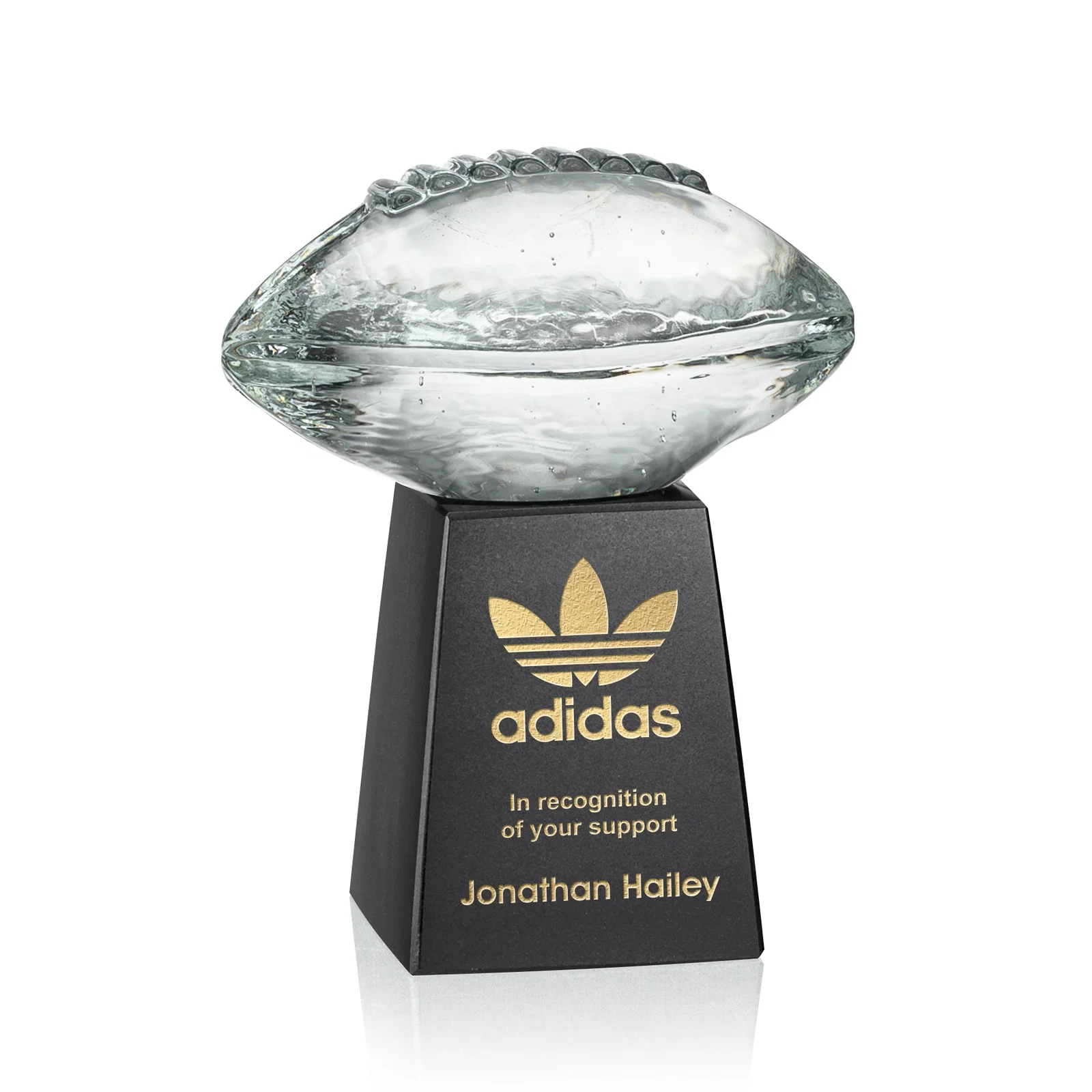 Custom Starfire Crystal Sports Ball Award in Your Choice of Sport, desk awards for service anniversary gifts