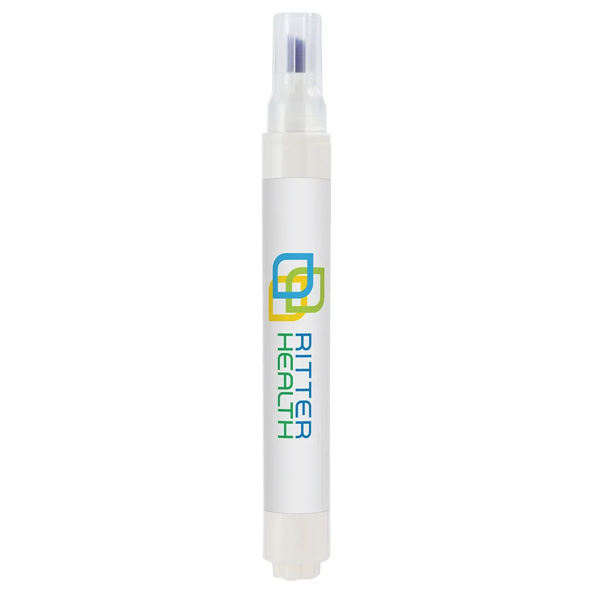 Close-up of the custom Spot Away pen's logo imprint area