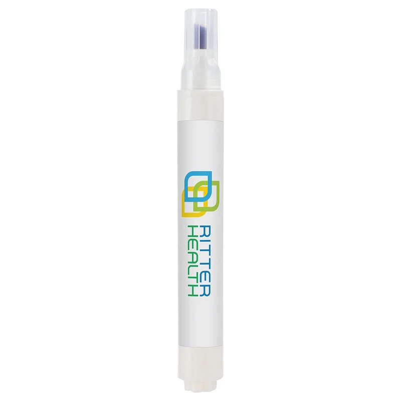 Close-up of the custom Spot Away pen's logo imprint area