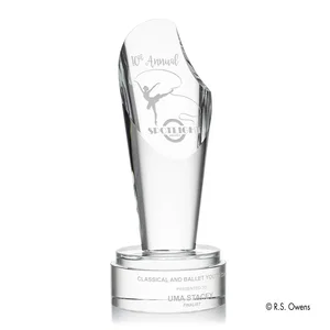 Optical Crystal Spotlight Award with Beveled Swoosh Accent