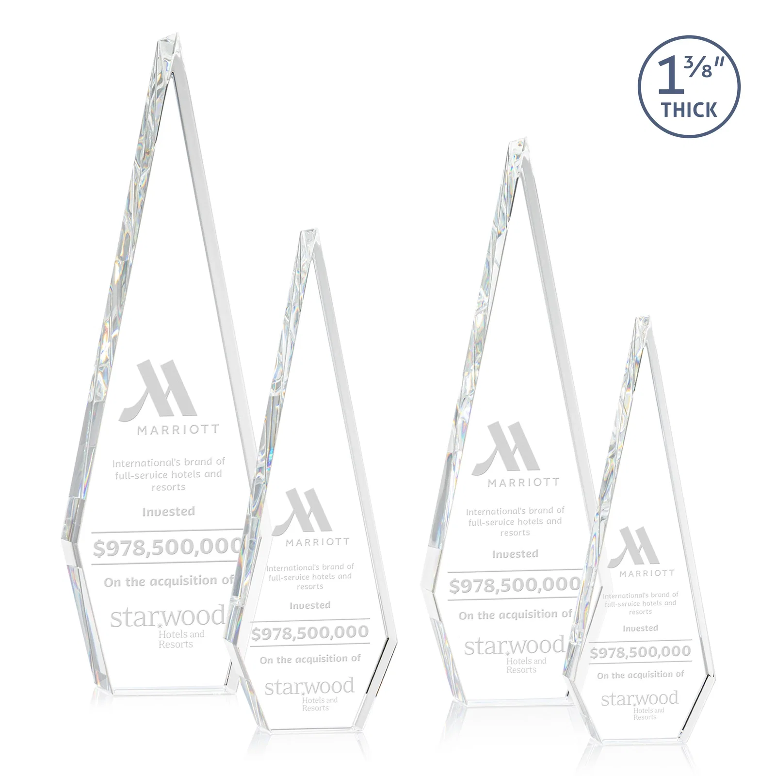Custom Optical Crystal Elongated Diamond Award for employee recognition