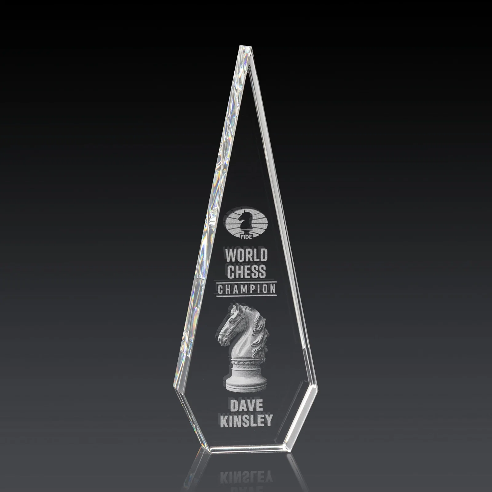 Personalized Optical Crystal Elongated Diamond Award for employee recognition