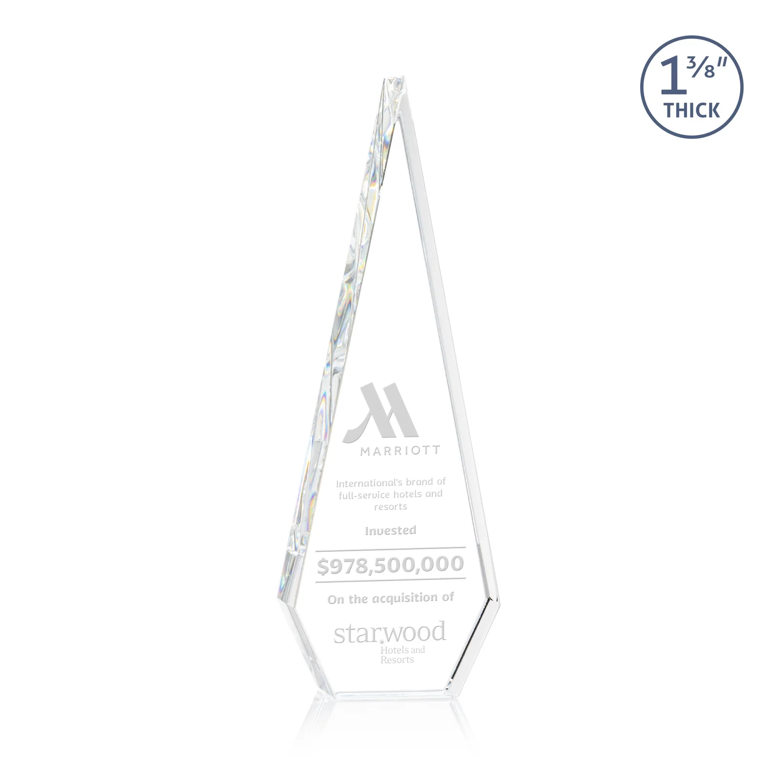 Custom Optical Crystal Elongated Diamond Award for corporate award ceremonies