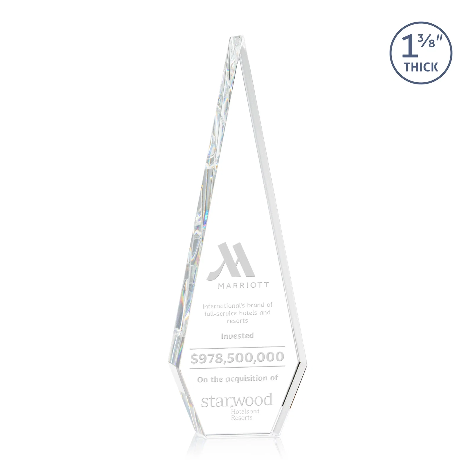 Custom Optical Crystal Elongated Diamond Award for service anniversary gifts