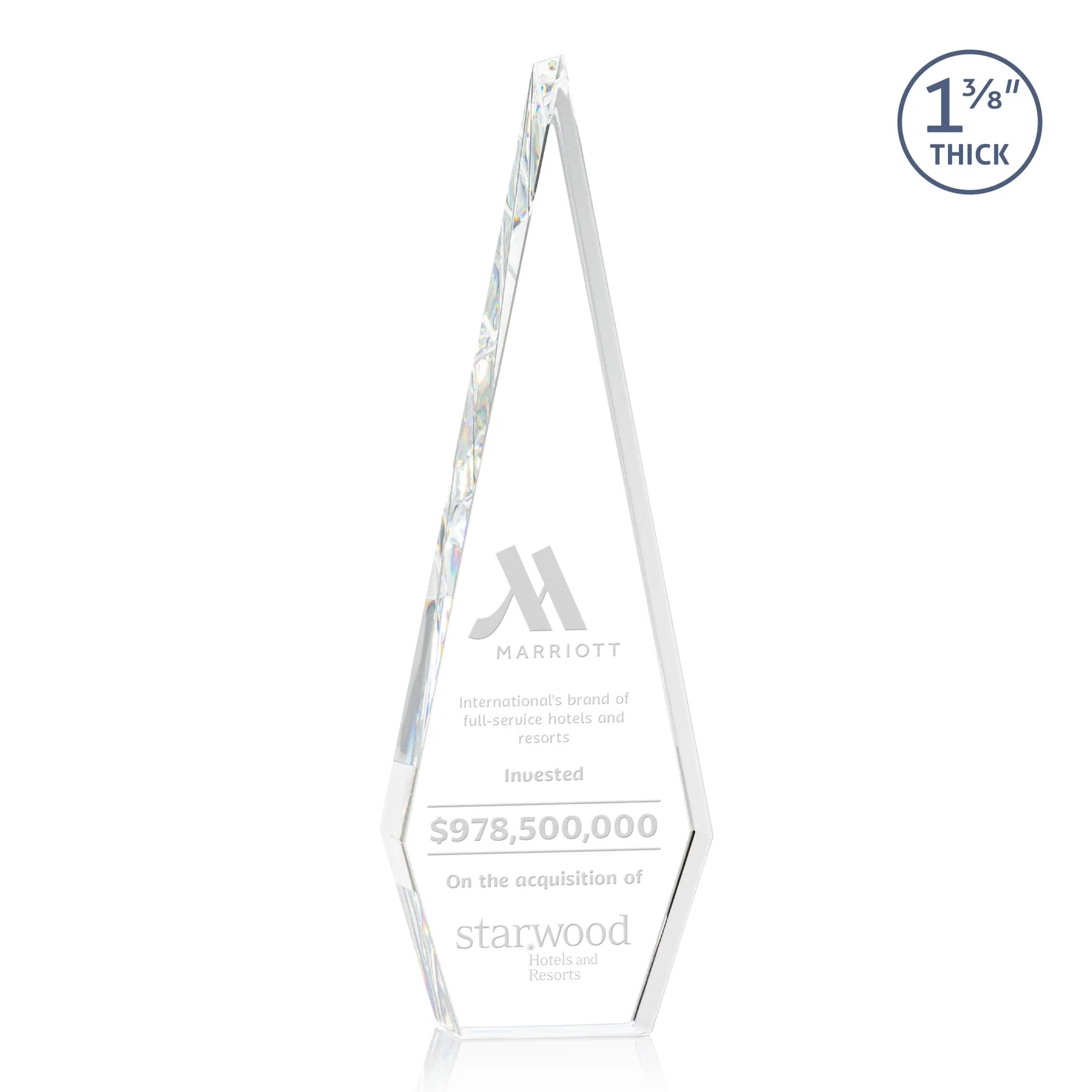 Custom Optical Crystal Elongated Diamond Award for sales achievement awards