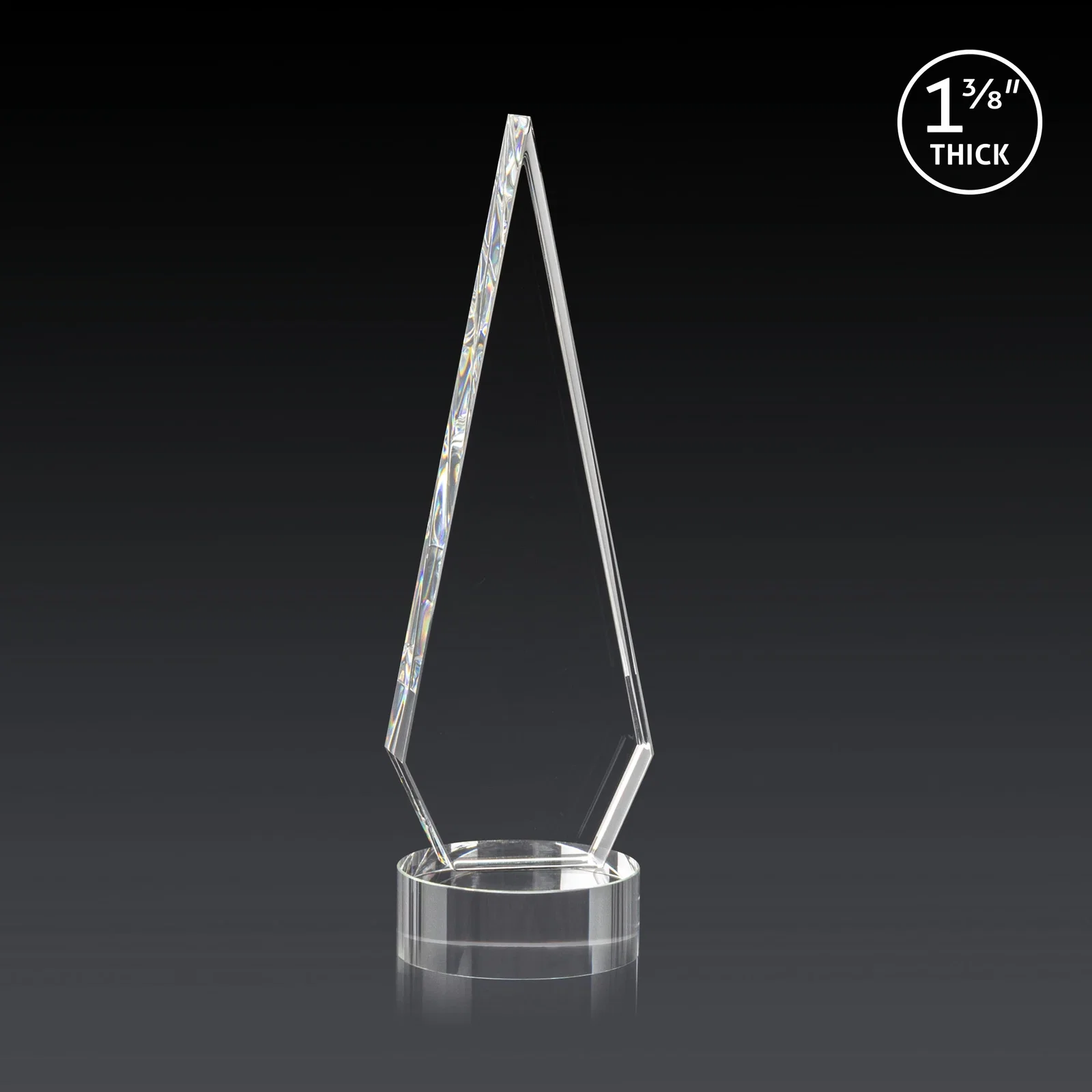 Custom engraved Optical Crystal Diamond Award with Second Etch Position for team milestone celebrations