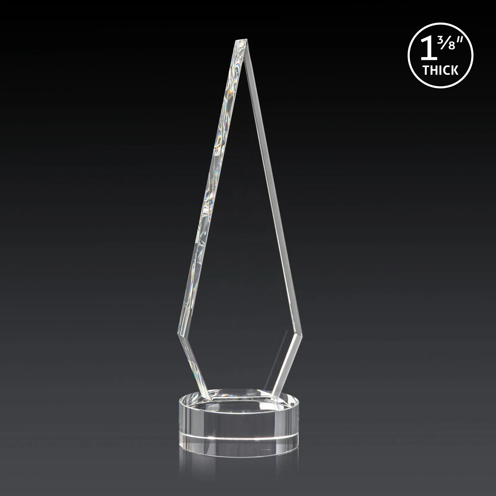 Custom engraved Optical Crystal Diamond Award with Second Etch Position for donor appreciation