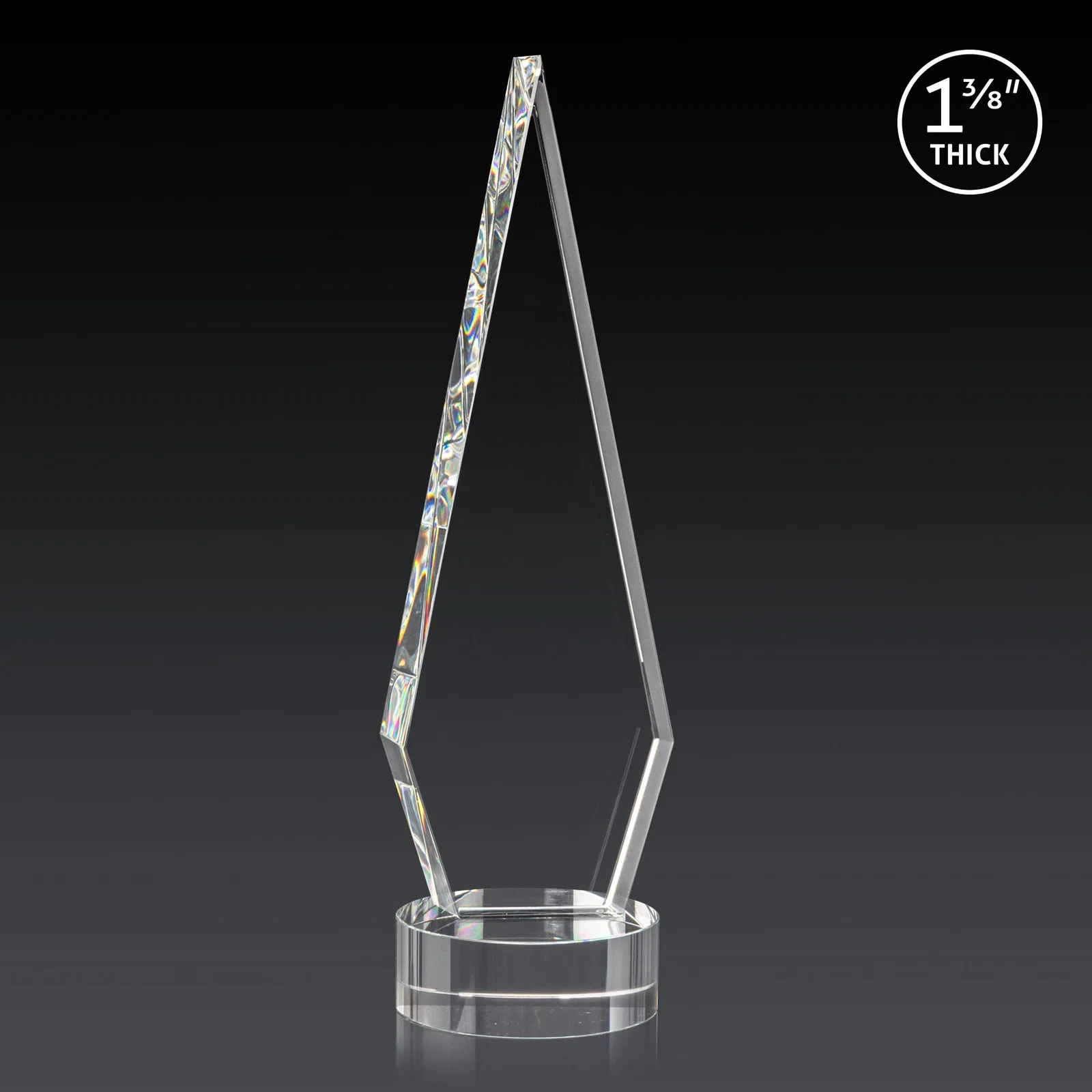 Custom engraved Optical Crystal Diamond Award with Second Etch Position for graduation ceremonies