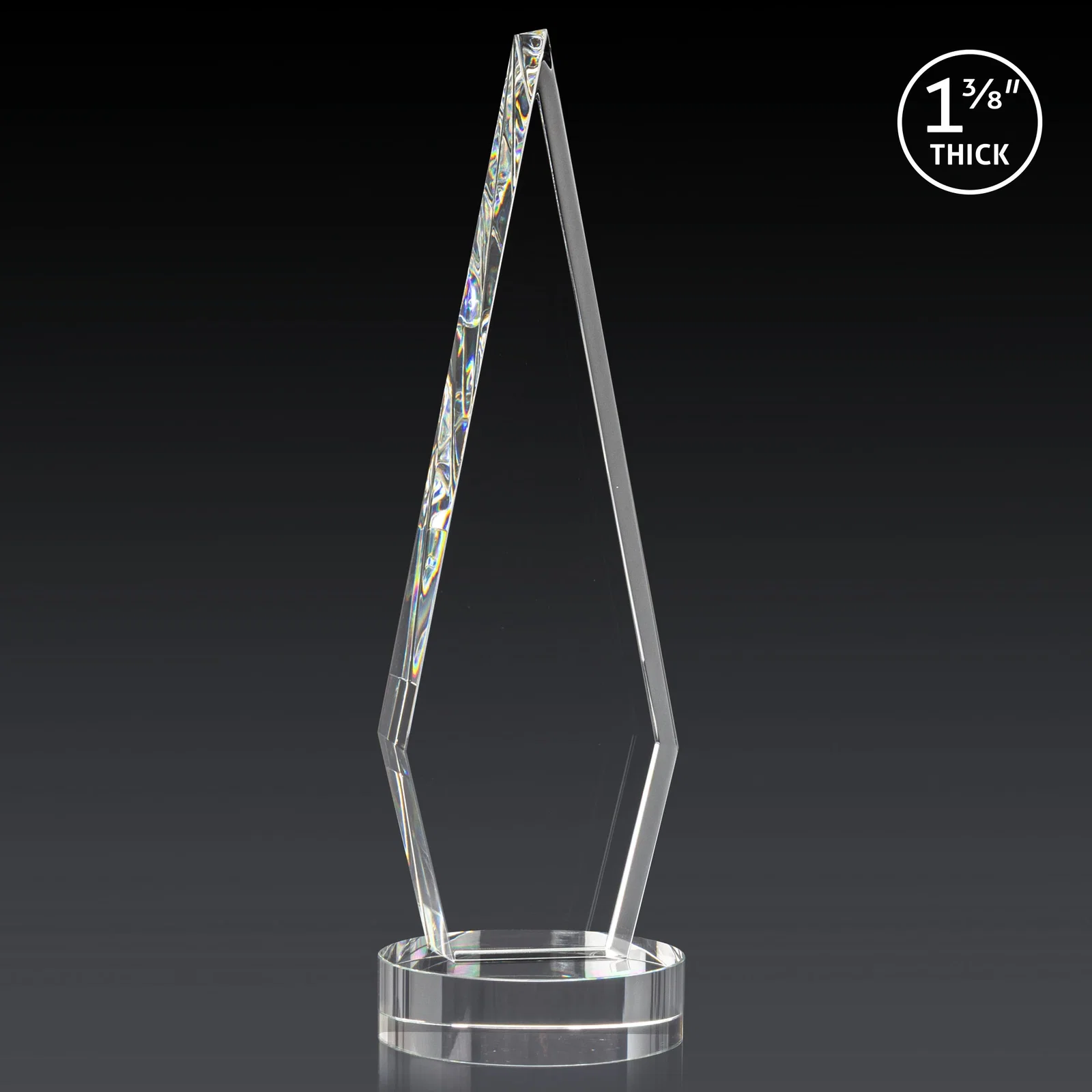 Custom engraved Optical Crystal Diamond Award with Second Etch Position for safety achievement programs
