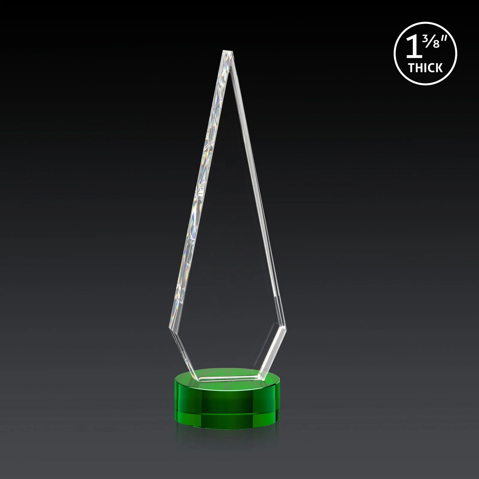 Custom engraved Optical Crystal Diamond Award with Second Etch Position for volunteer appreciation