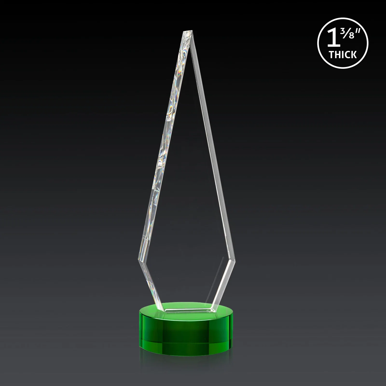 Custom engraved Optical Crystal Diamond Award with Second Etch Position for dealer and partner awards