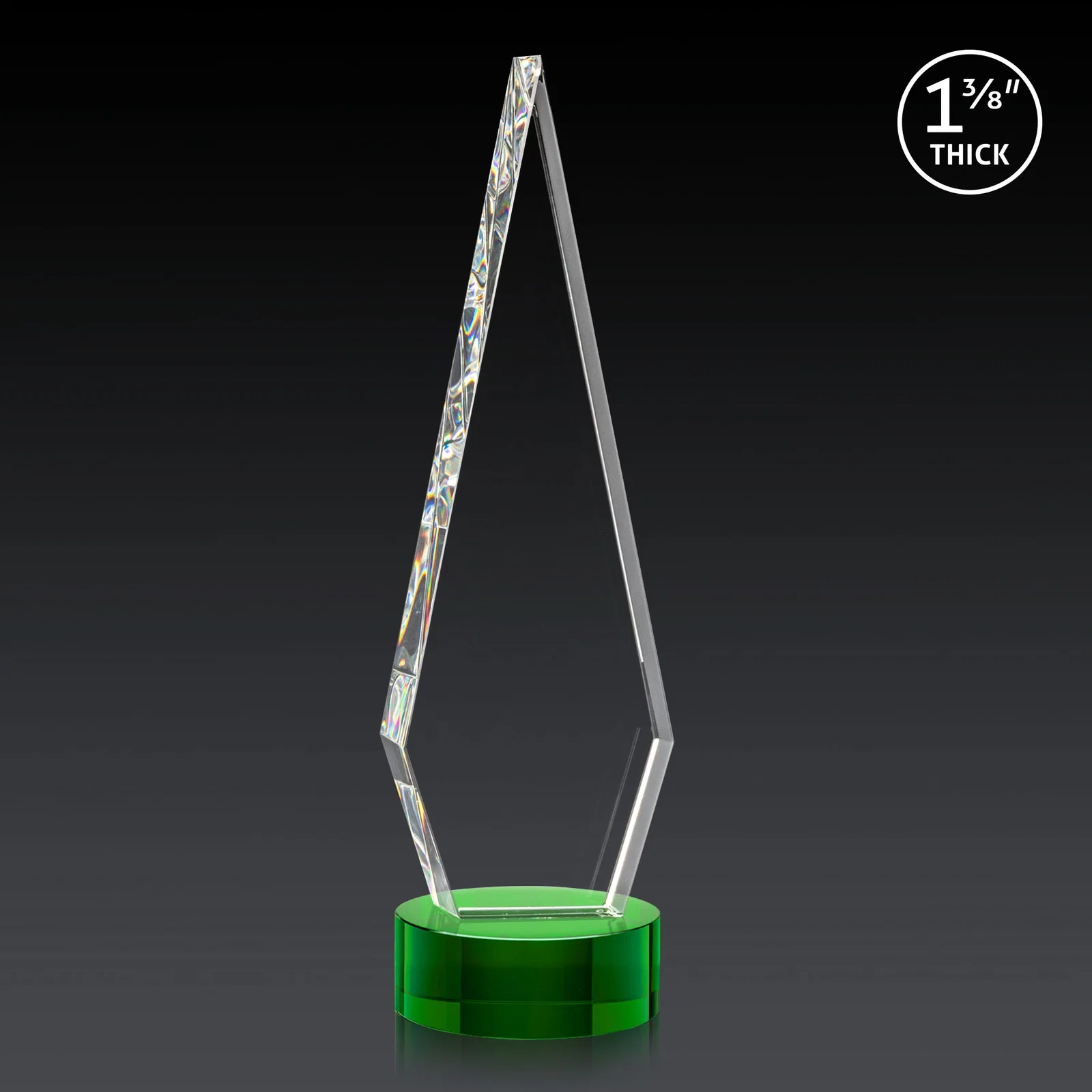 Custom engraved Optical Crystal Diamond Award with Second Etch Position for company anniversary events