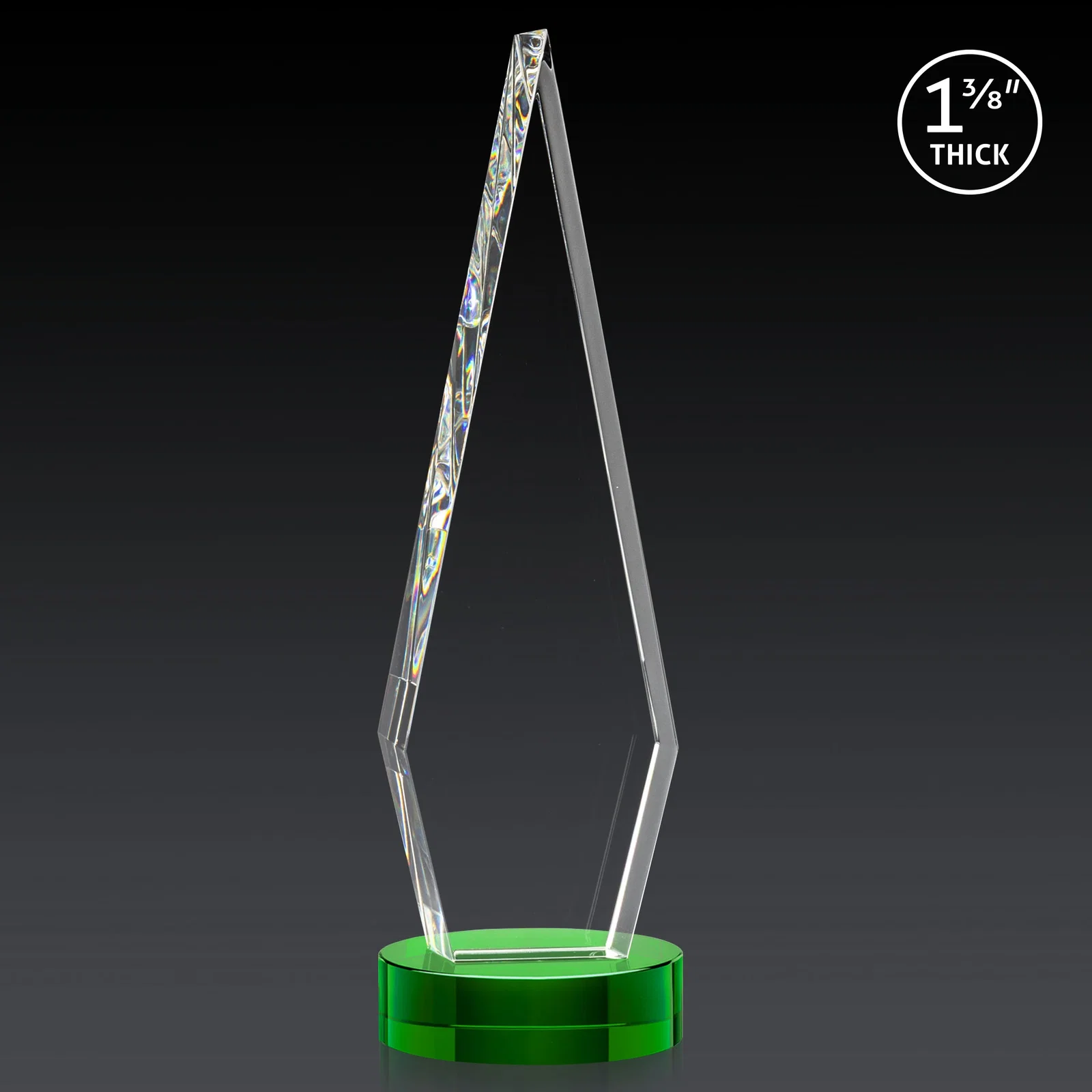 Custom Optical Crystal Diamond Award with Second Etch Position, with your logo for employee recognition
