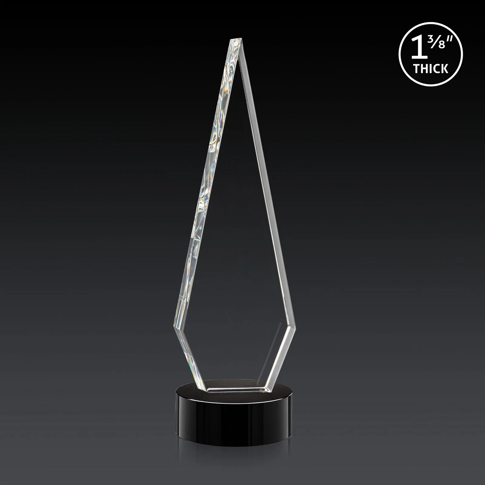 Custom Optical Crystal Diamond Award with Second Etch Position, with your logo for service anniversary gifts