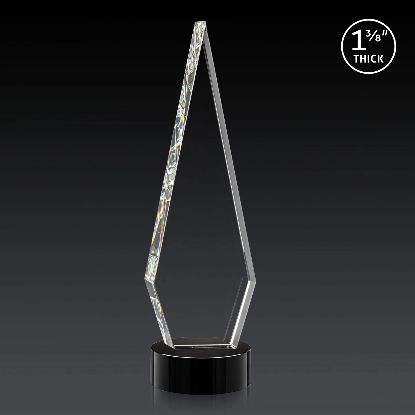 Custom Optical Crystal Diamond Award with Second Etch Position, with your logo for sales achievement awards