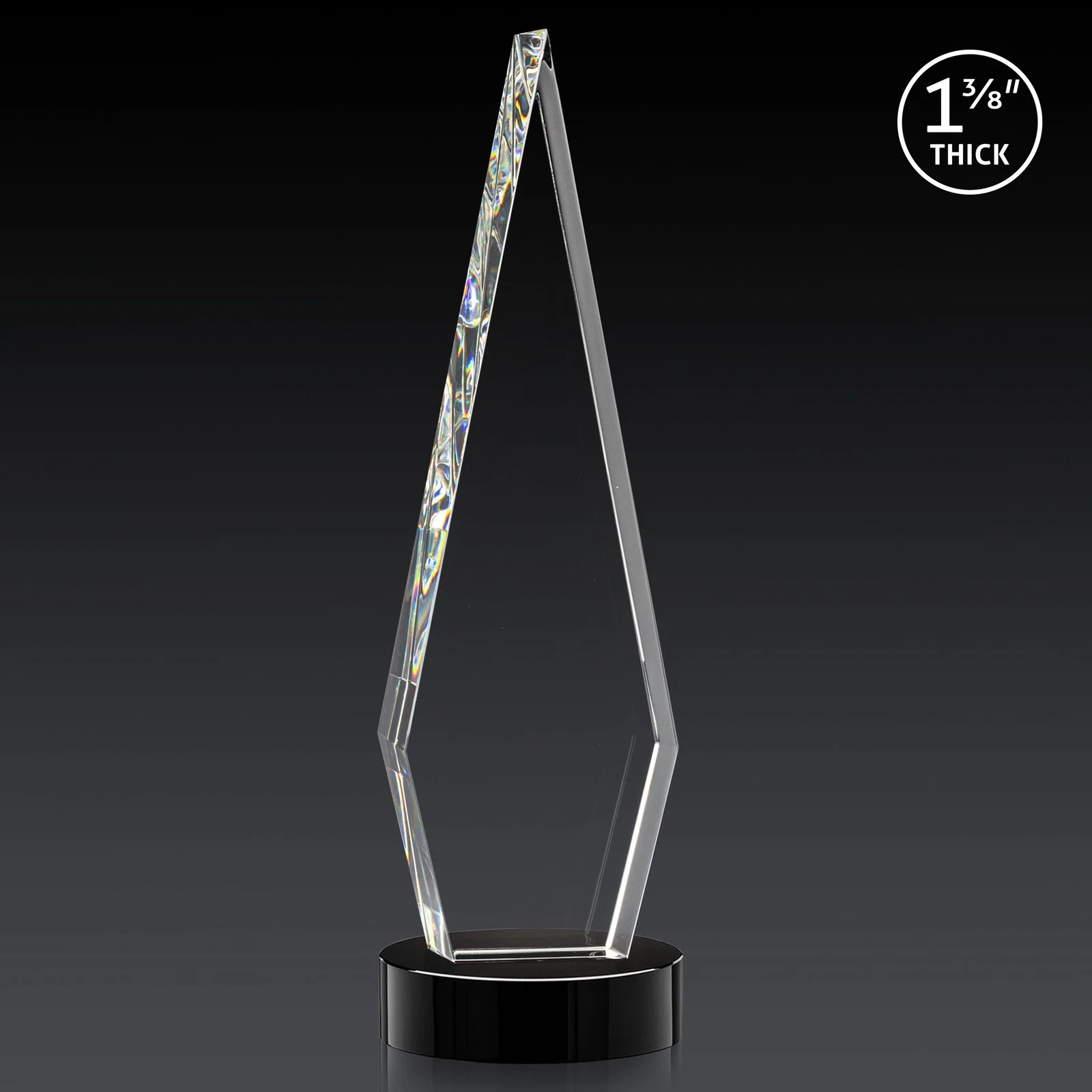 Custom Optical Crystal Diamond Award with Second Etch Position, with your logo for retirement presentations
