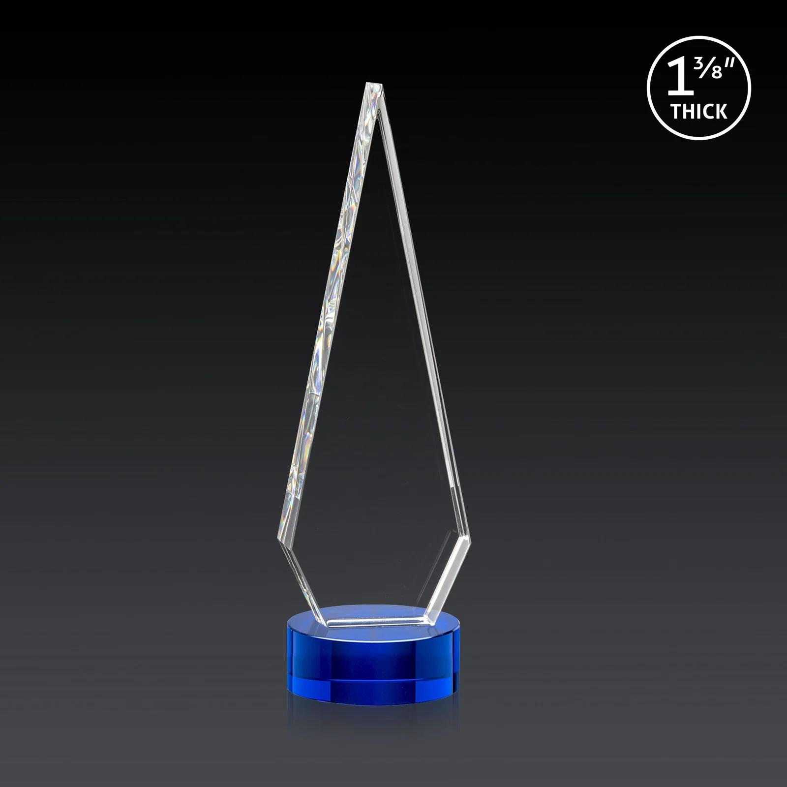 Custom Optical Crystal Diamond Award with Second Etch Position, with your logo for team milestone celebrations