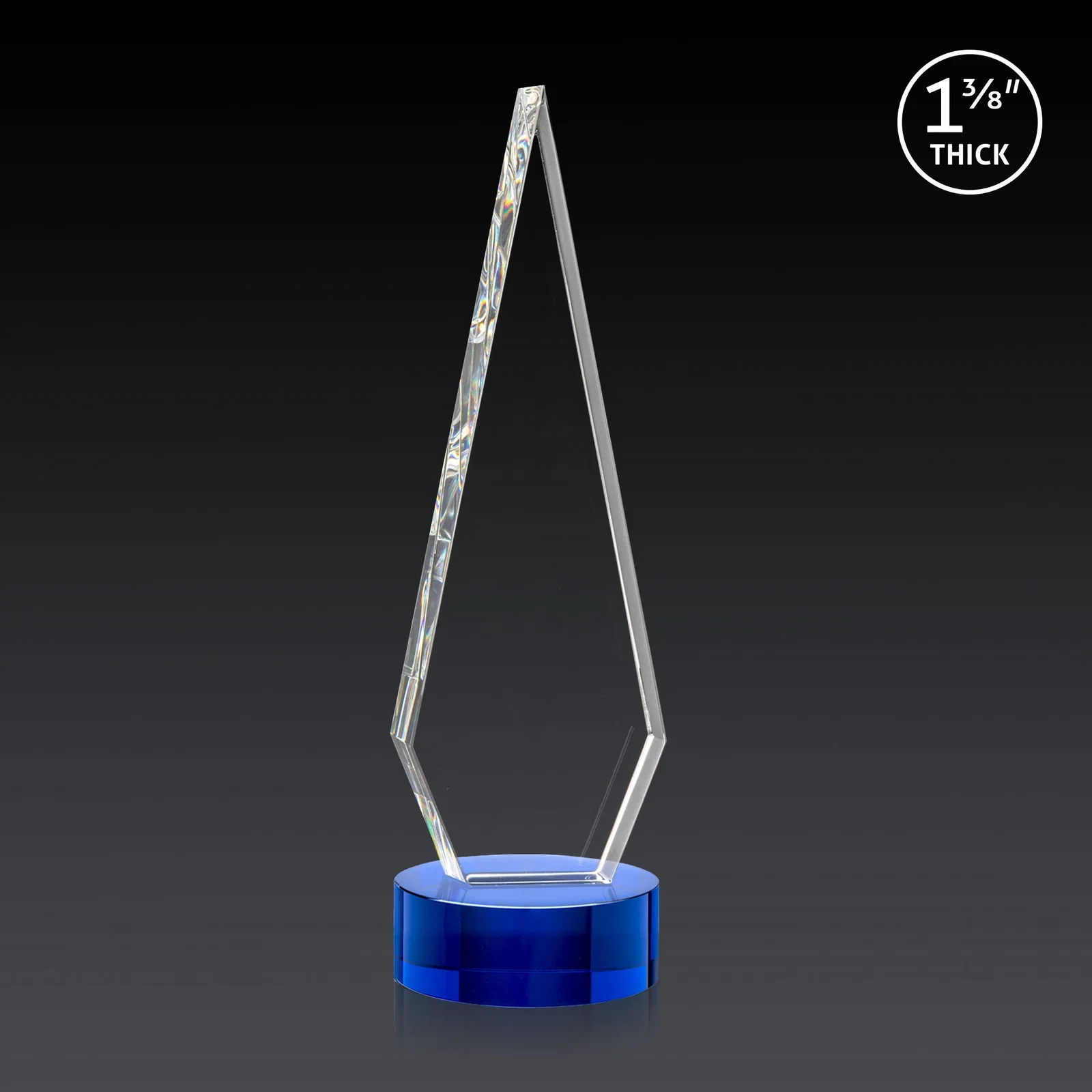 Custom Optical Crystal Diamond Award with Second Etch Position, with your logo for donor appreciation
