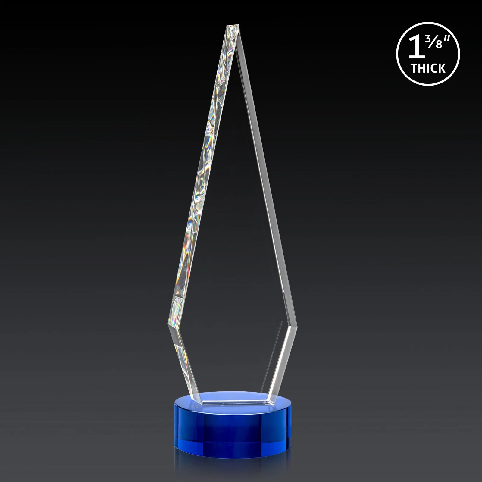 Custom Optical Crystal Diamond Award with Second Etch Position, with your logo for graduation ceremonies