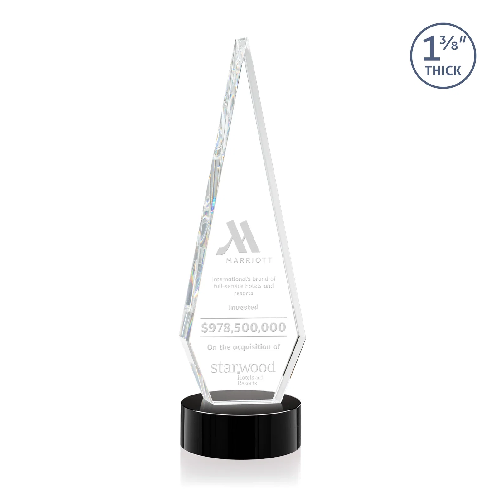 Personalized Optical Crystal Diamond Award with Second Etch Position for corporate award ceremonies