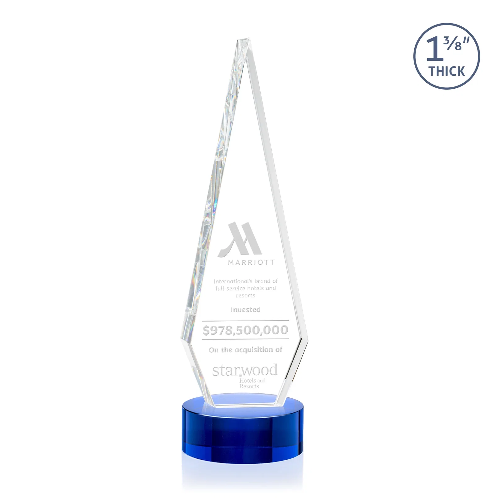Personalized Optical Crystal Diamond Award with Second Etch Position for donor appreciation