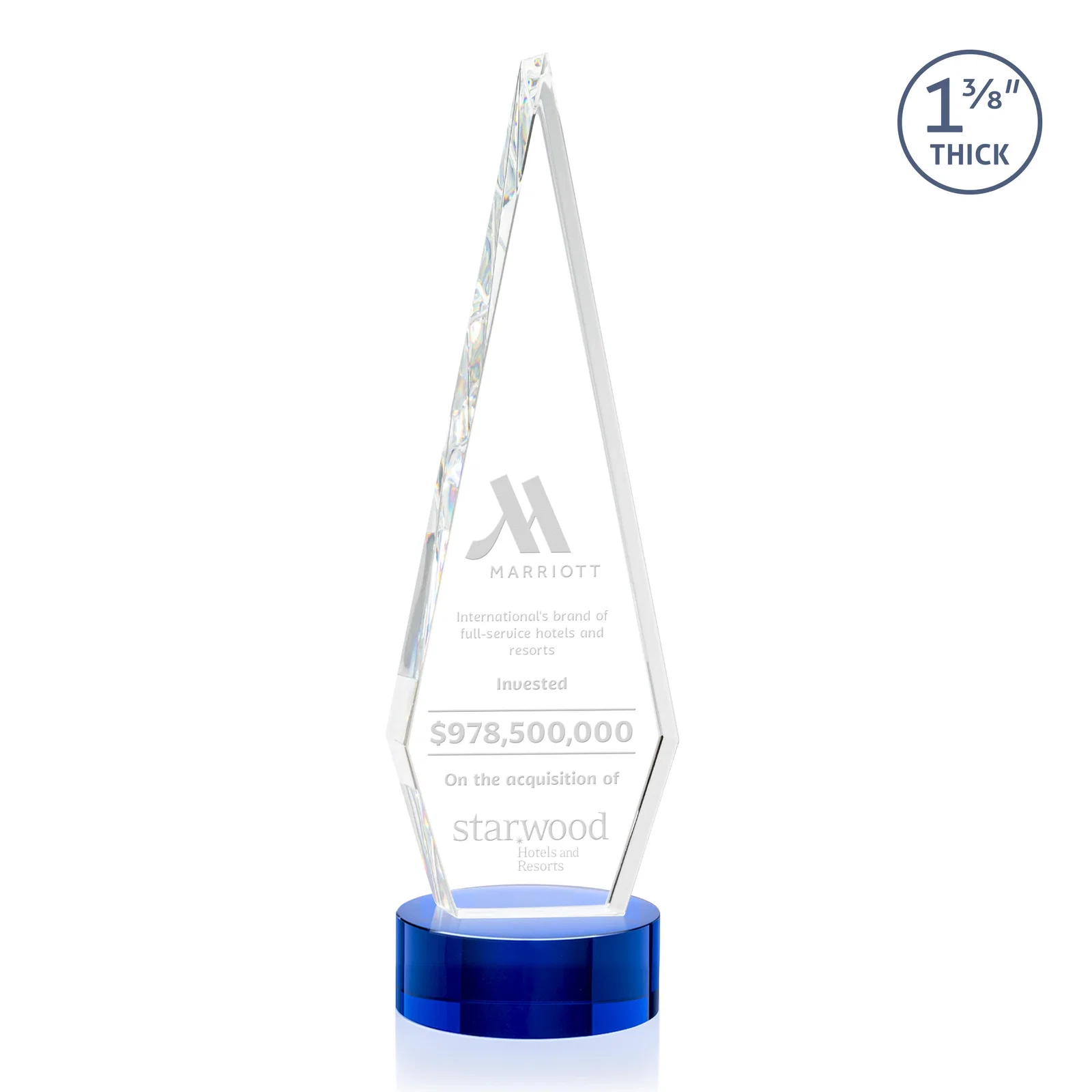 Personalized Optical Crystal Diamond Award with Second Etch Position for graduation ceremonies