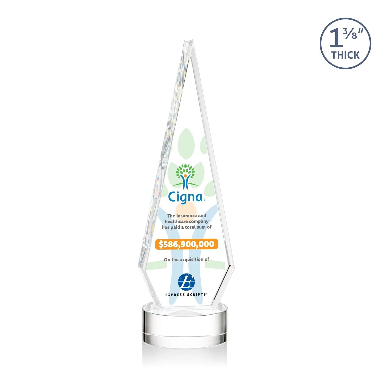 Personalized Optical Crystal Diamond Award with Second Etch Position for dealer and partner awards