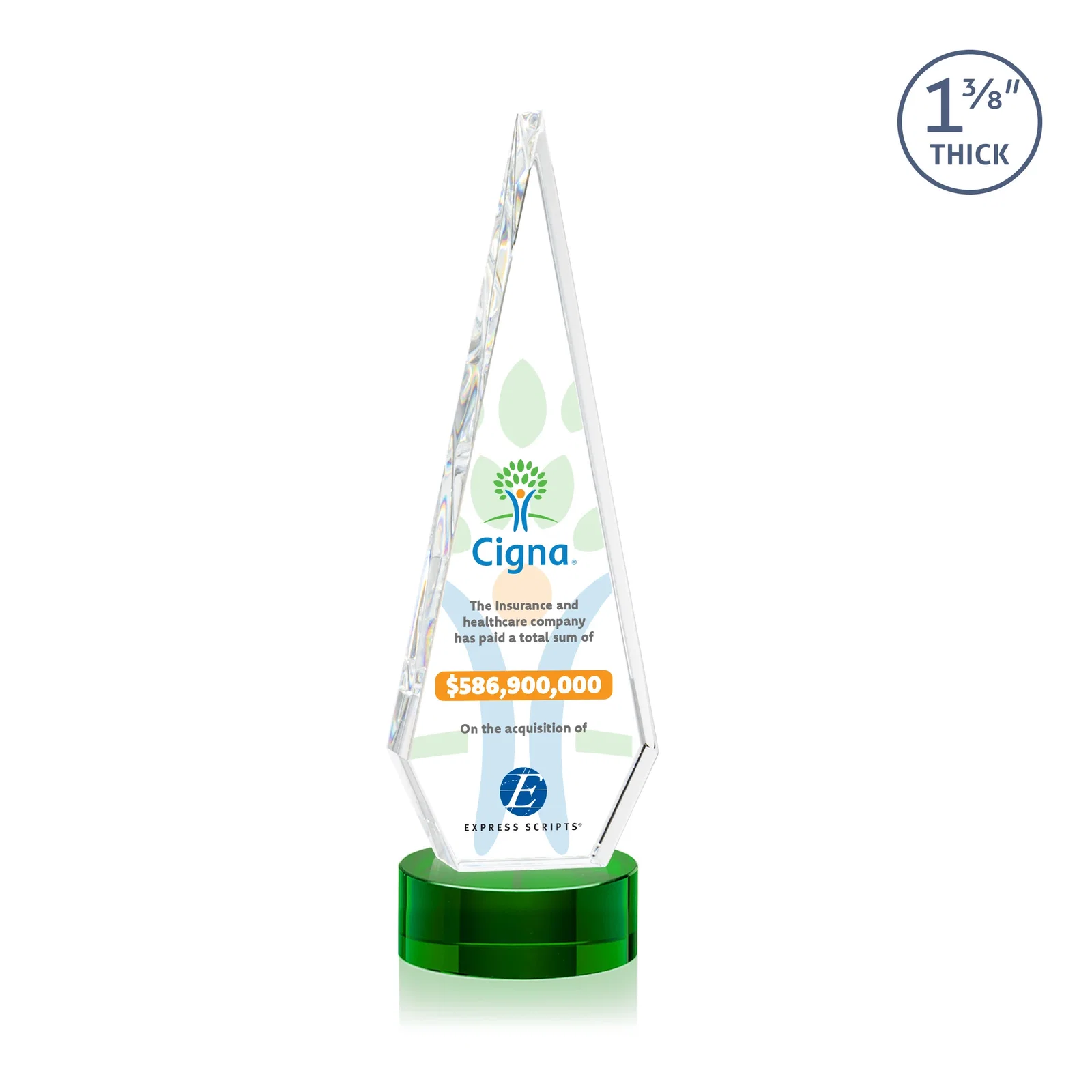 Promotional Optical Crystal Diamond Award with Second Etch Position for sales achievement awards