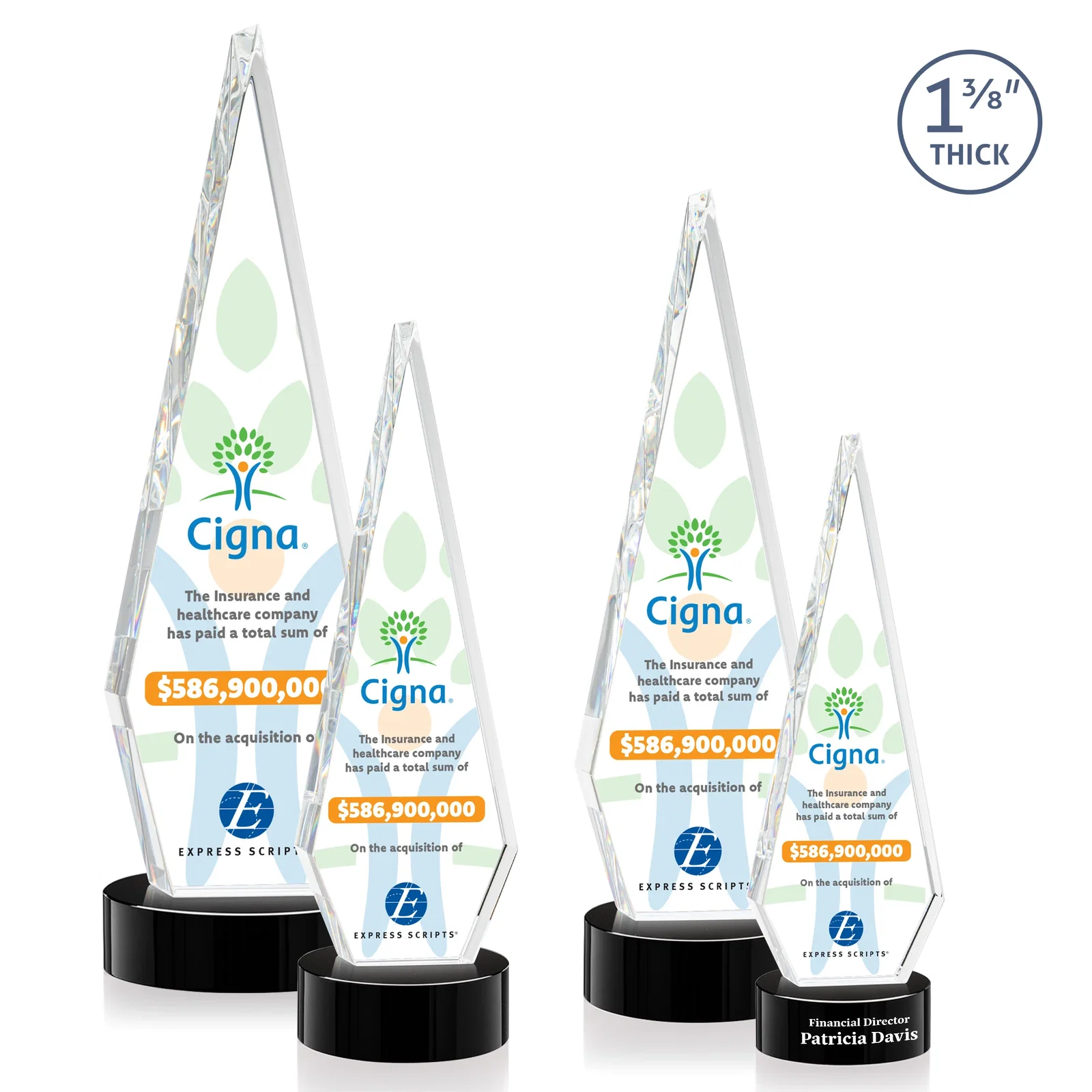 Promotional Optical Crystal Diamond Award with Second Etch Position for graduation ceremonies