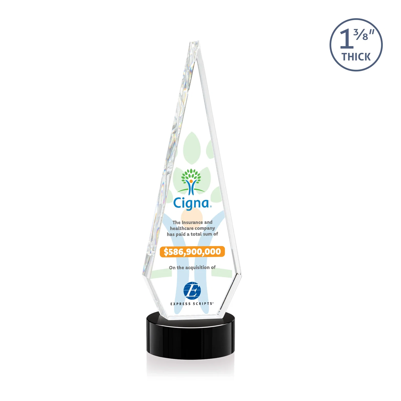 Promotional Optical Crystal Diamond Award with Second Etch Position for safety achievement programs