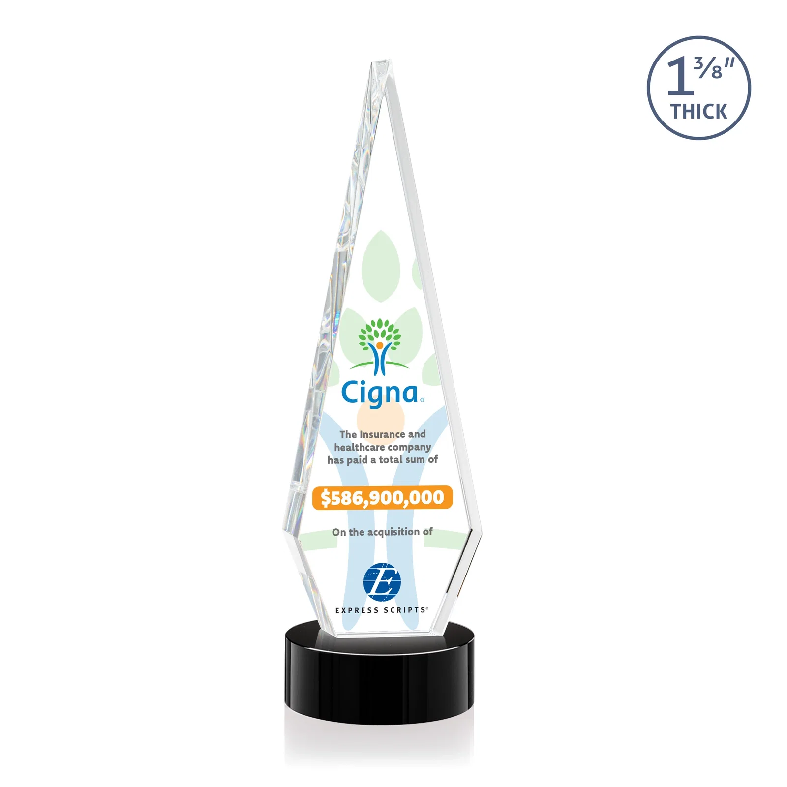 Promotional Optical Crystal Diamond Award with Second Etch Position for volunteer appreciation