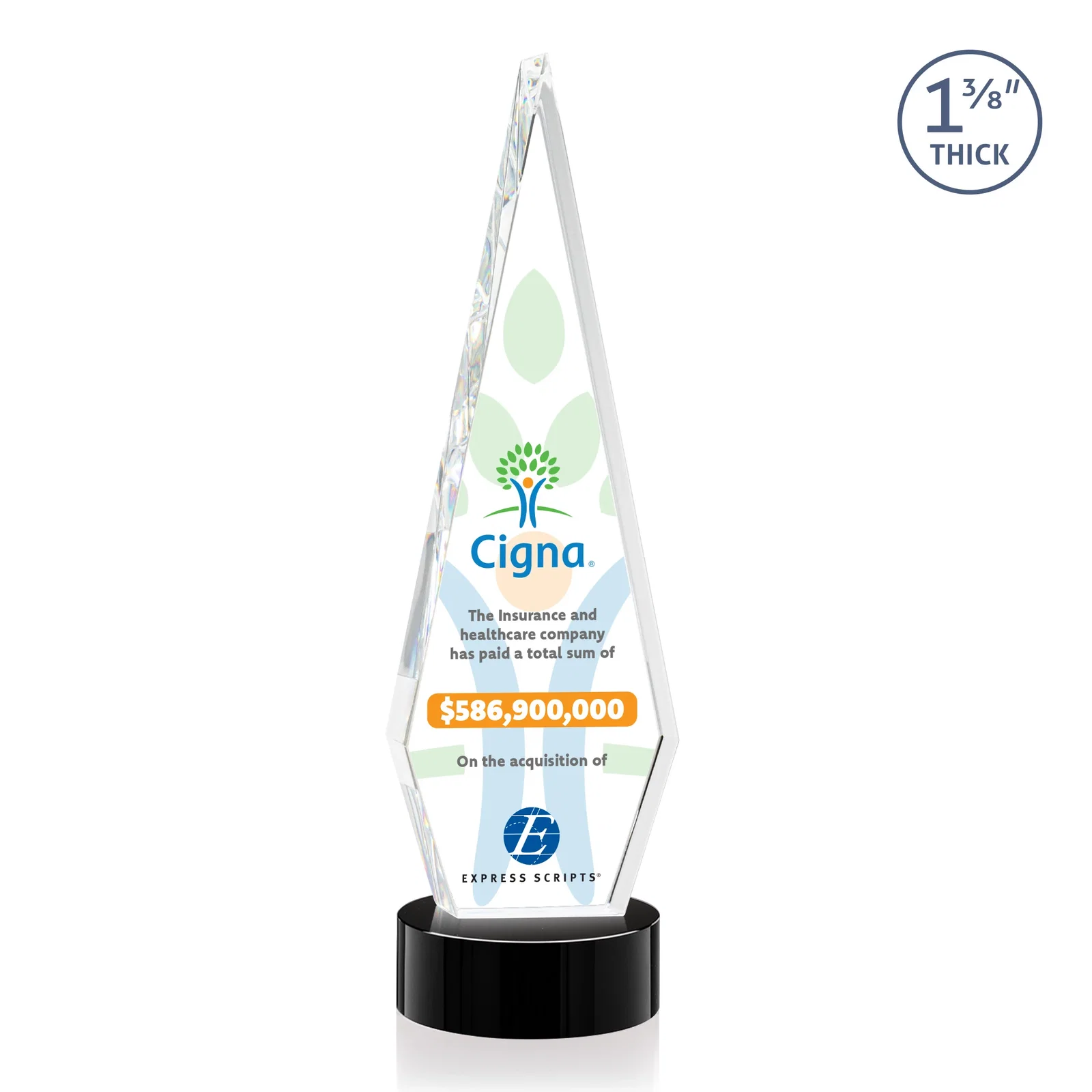 Promotional Optical Crystal Diamond Award with Second Etch Position for dealer and partner awards