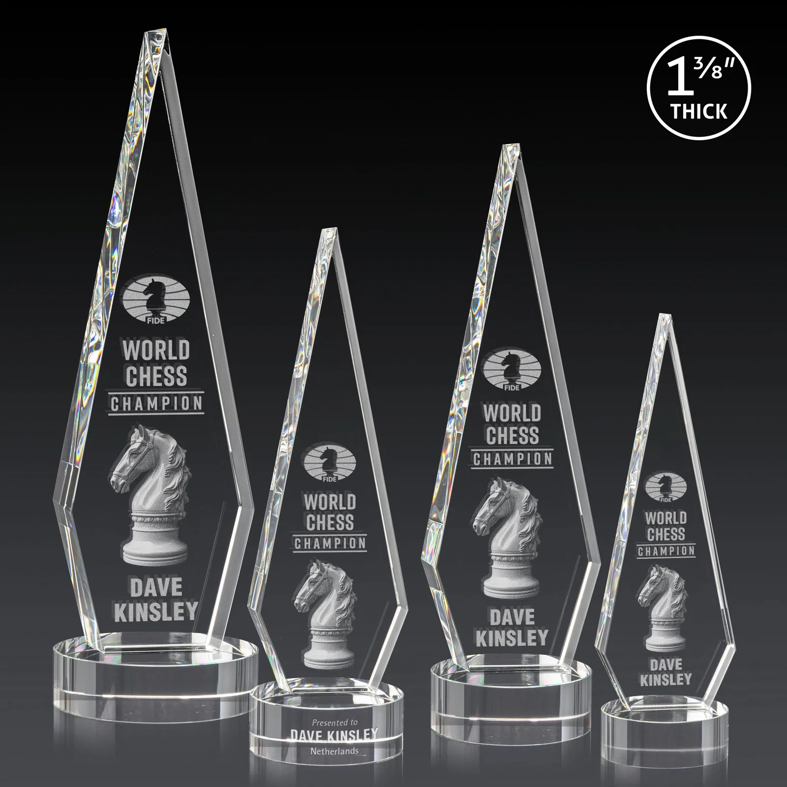 Branded Optical Crystal Diamond Award with Second Etch Position for team milestone celebrations
