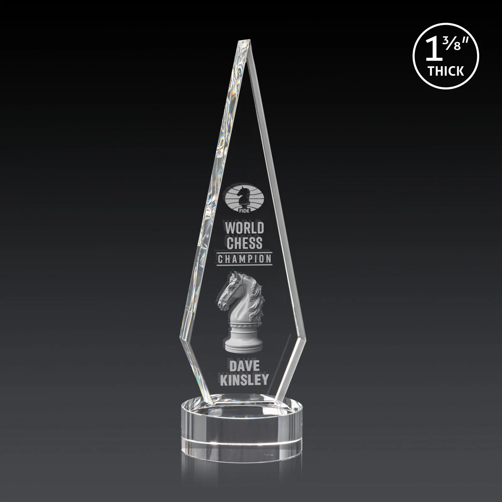 Branded Optical Crystal Diamond Award with Second Etch Position for graduation ceremonies