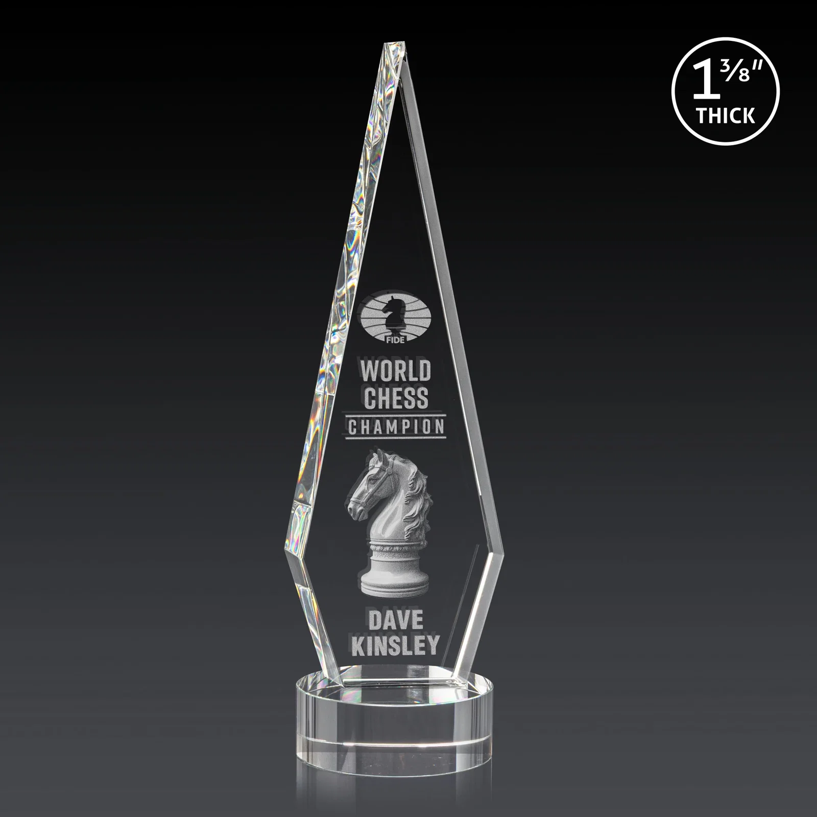 Branded Optical Crystal Diamond Award with Second Etch Position for safety achievement programs