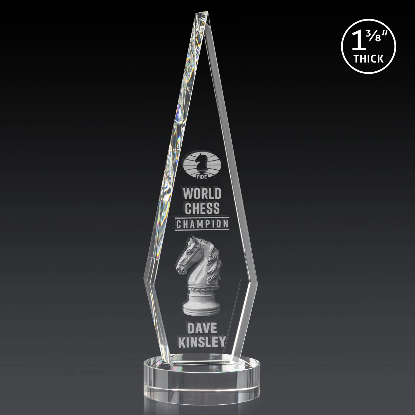 Branded Optical Crystal Diamond Award with Second Etch Position for volunteer appreciation
