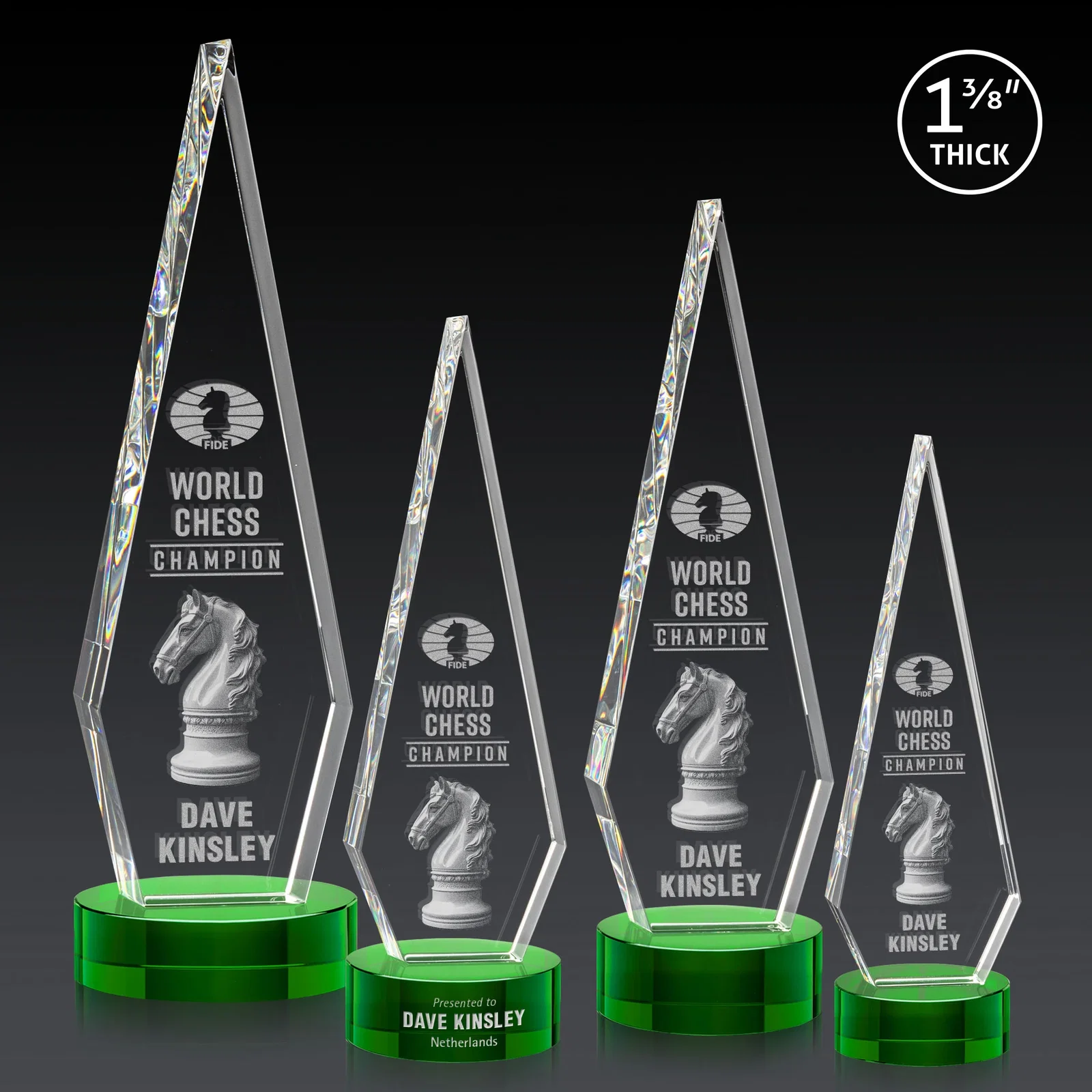 Branded Optical Crystal Diamond Award with Second Etch Position for dealer and partner awards