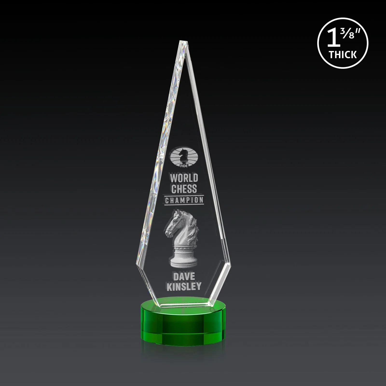 Branded Optical Crystal Diamond Award with Second Etch Position for company anniversary events