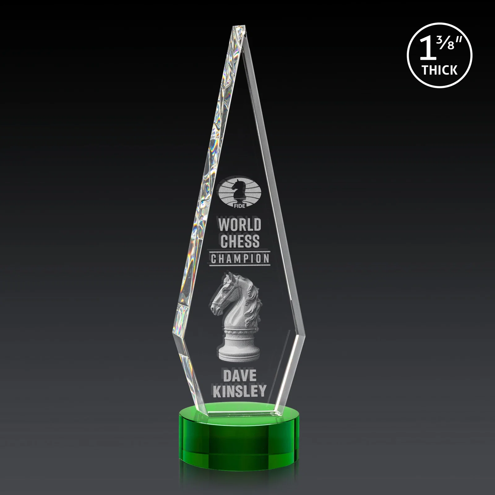 Custom printed Optical Crystal Diamond Award with Second Etch Position for corporate award ceremonies