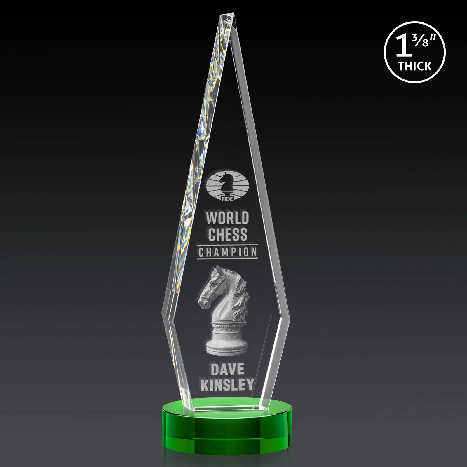 Custom printed Optical Crystal Diamond Award with Second Etch Position for service anniversary gifts