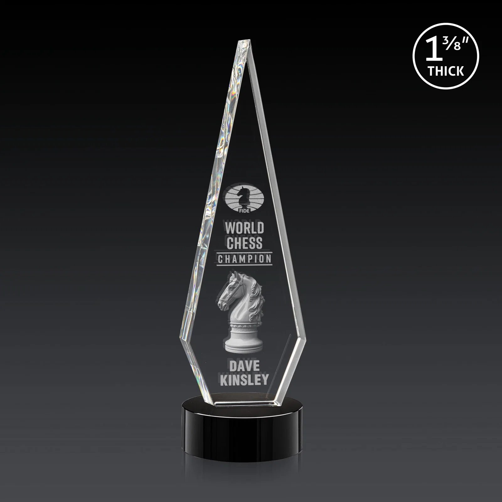 Custom printed Optical Crystal Diamond Award with Second Etch Position for team milestone celebrations