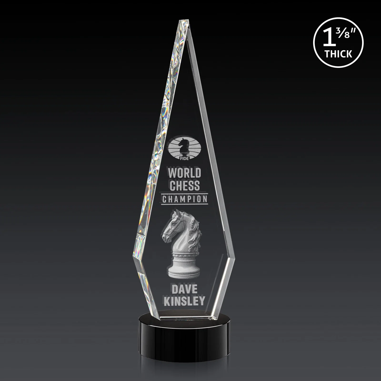 Custom printed Optical Crystal Diamond Award with Second Etch Position for donor appreciation