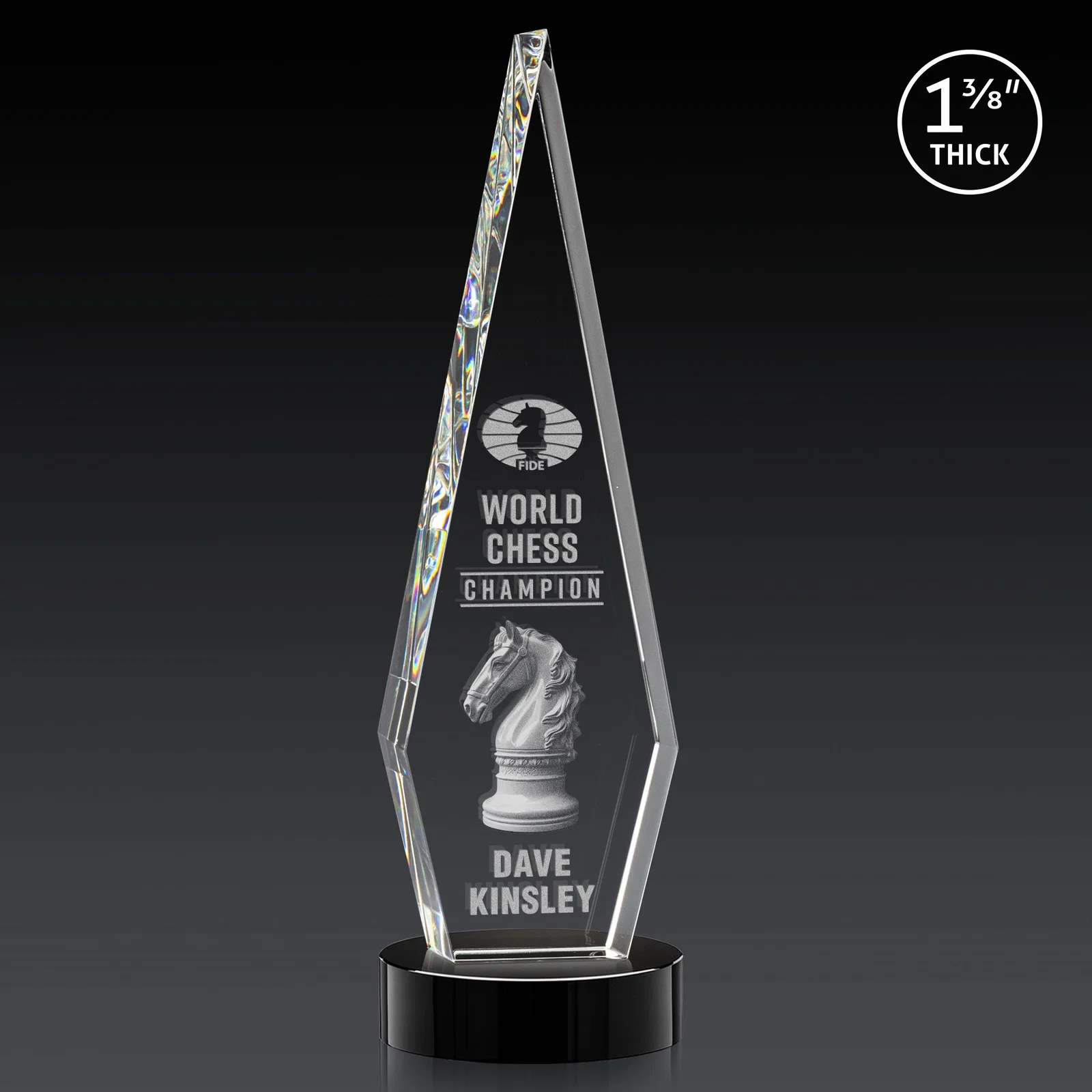 Custom printed Optical Crystal Diamond Award with Second Etch Position for graduation ceremonies