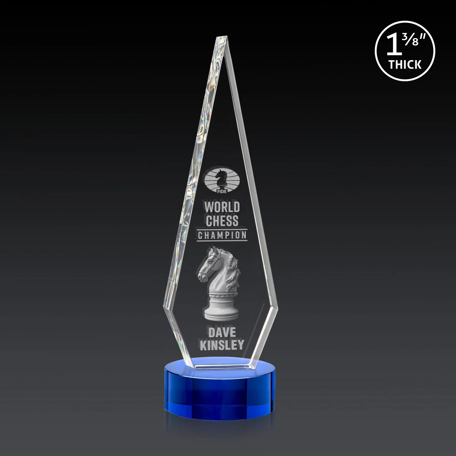 Custom printed Optical Crystal Diamond Award with Second Etch Position for dealer and partner awards