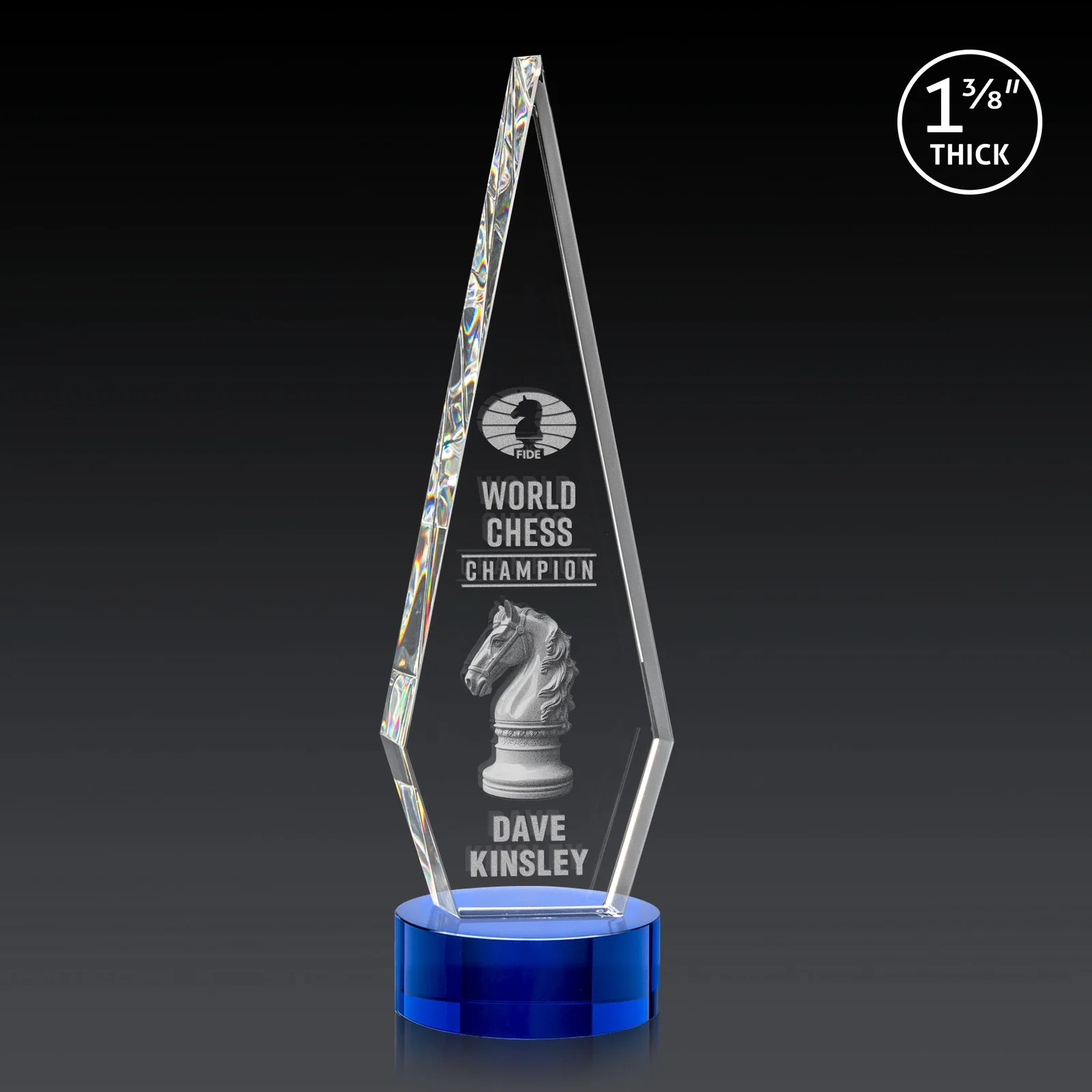 Custom printed Optical Crystal Diamond Award with Second Etch Position for company anniversary events