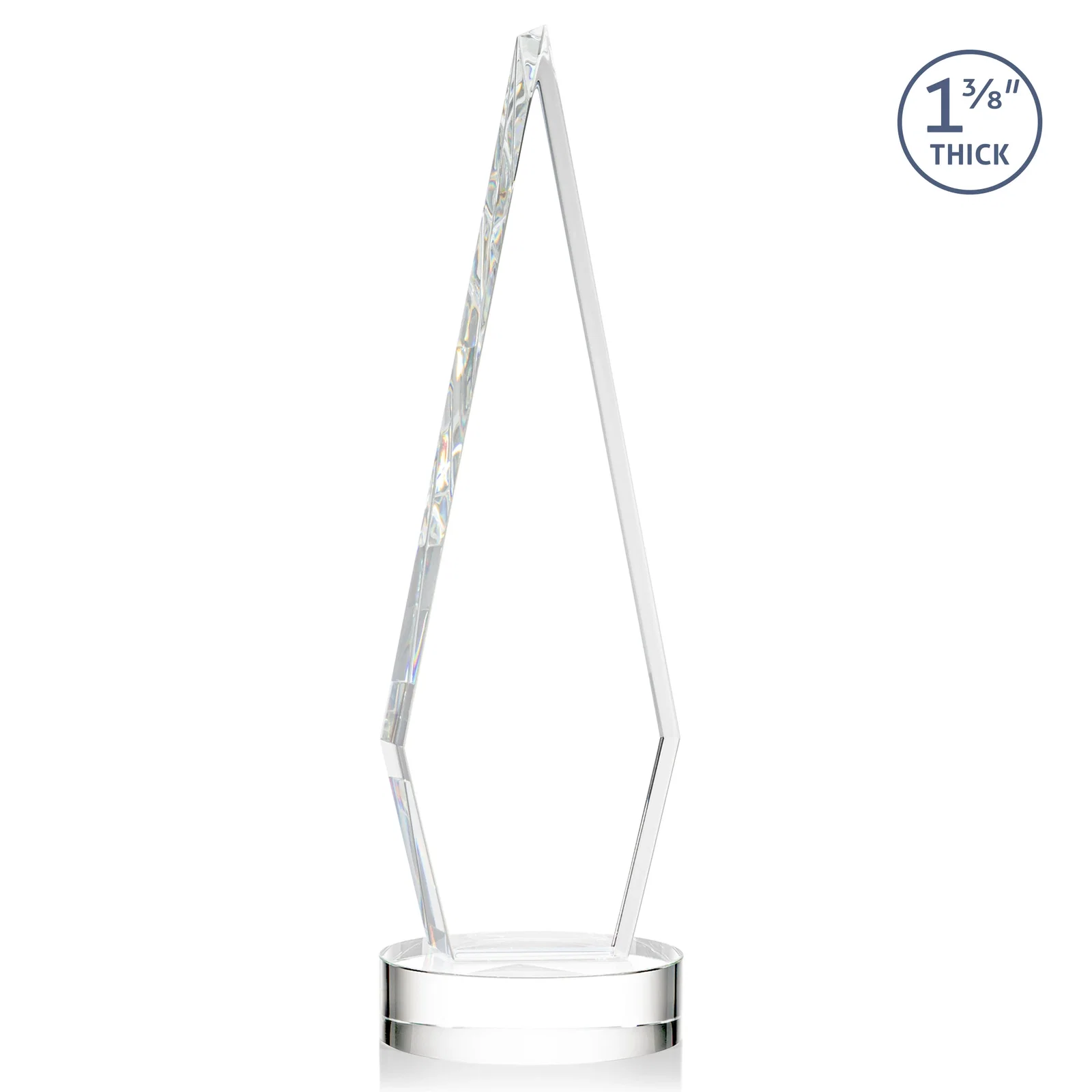 Customized Optical Crystal Diamond Award with Second Etch Position for retirement presentations