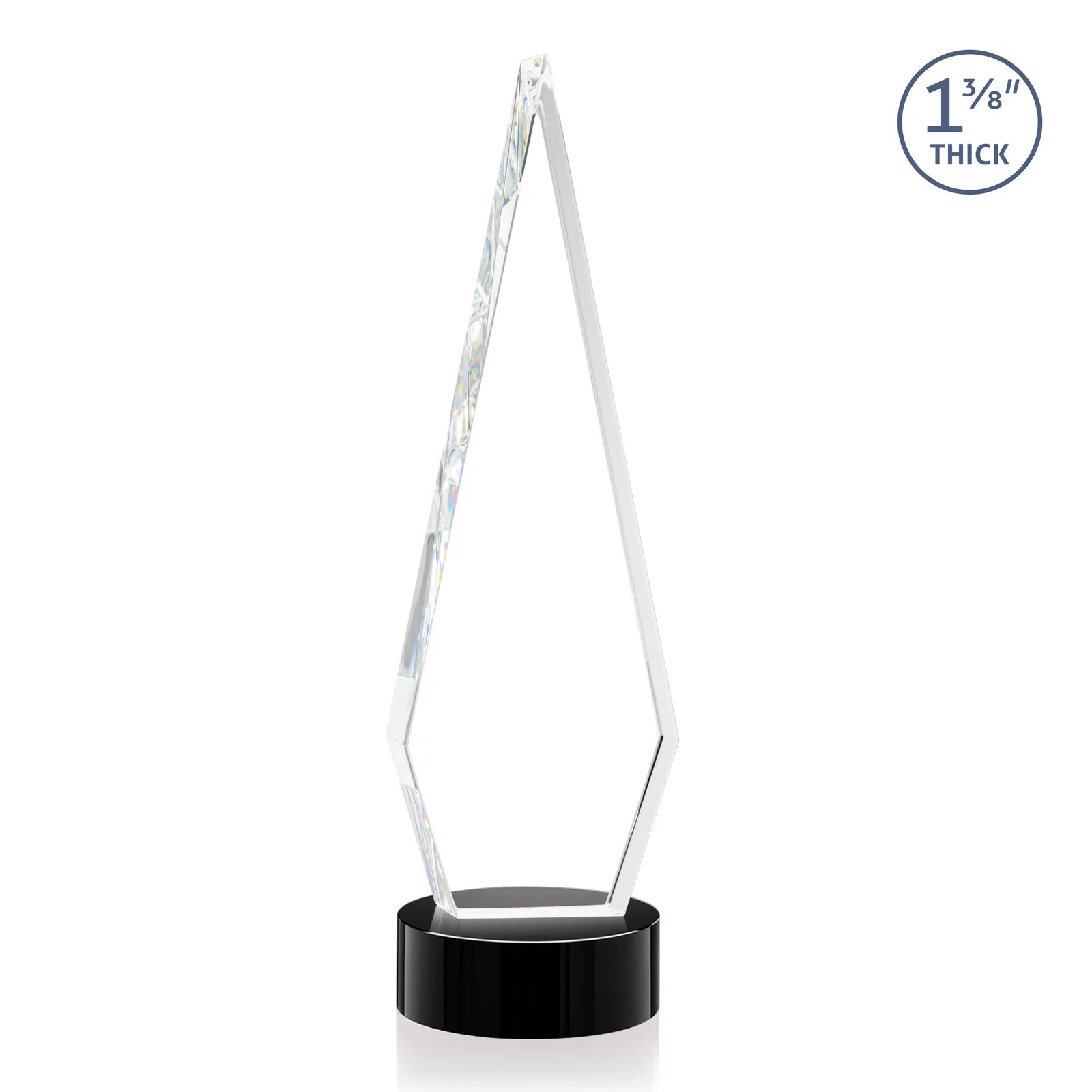 Customized Optical Crystal Diamond Award with Second Etch Position for volunteer appreciation