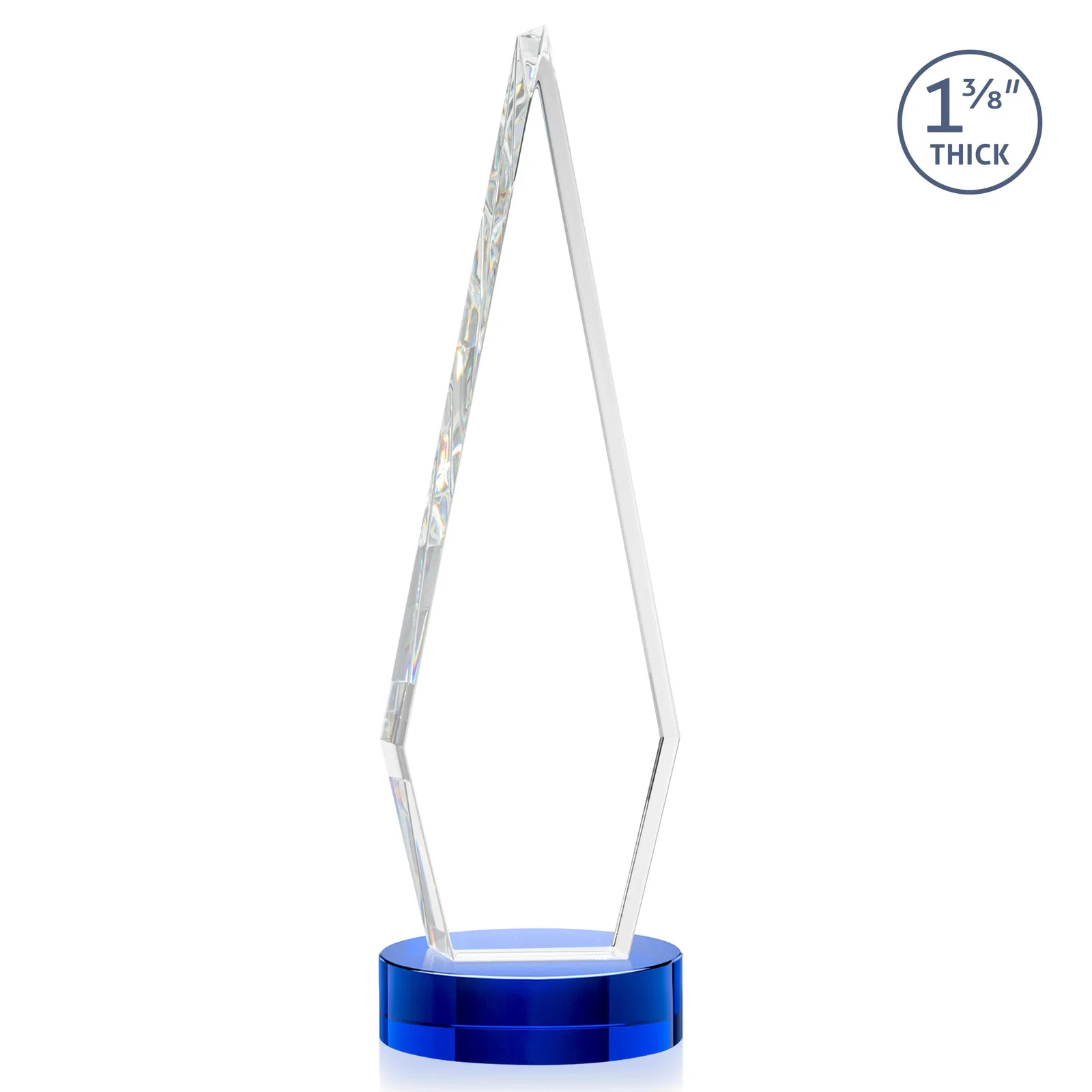 Custom engraved Optical Crystal Diamond Award with Second Etch Position for service anniversary gifts